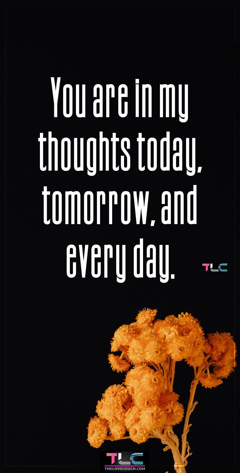 You are in my thoughts today, tomorrow, and every day. You are in my thoughts today, tomorrow, and every day.