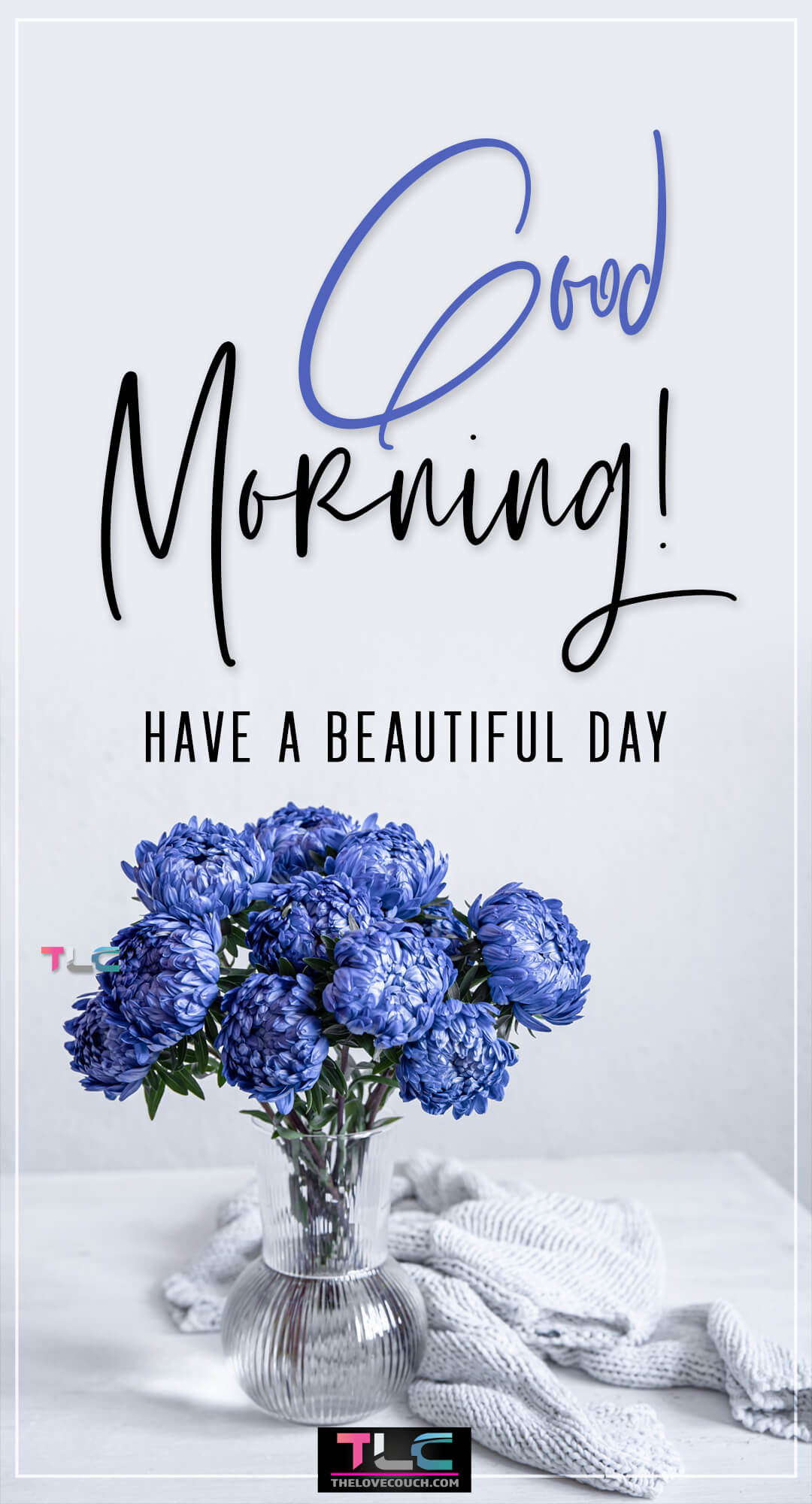 Good Morning Flowers - Bouquet of blue Chrysanthemums in a glass vase - Have a beautiful day Good Morning Flowers - Bouquet of blue Chrysanthemums in a glass vase - Have a beautiful day