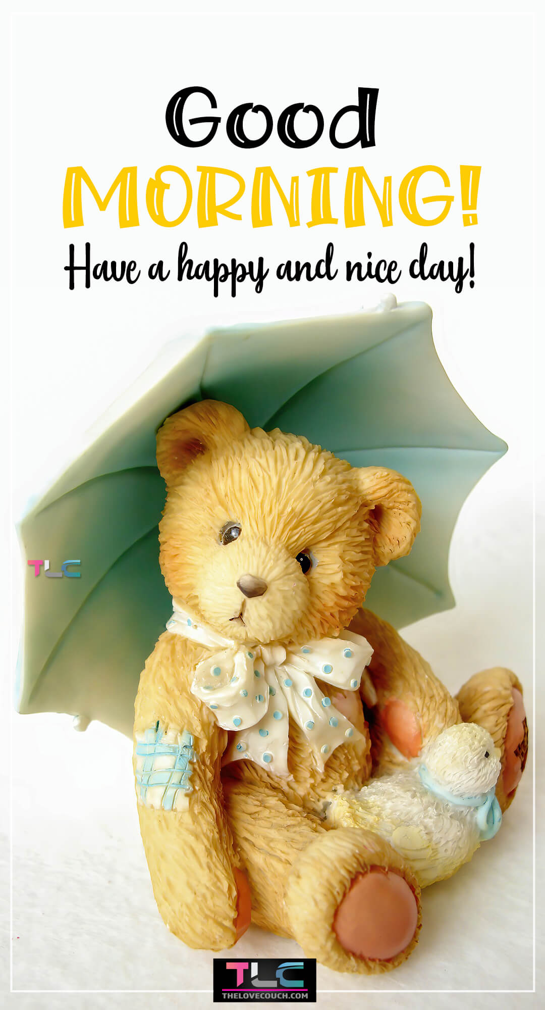 Good Morning Images - Teddy bear figurine sitting on the floor and holding an umbrella - Have a happy and nice day Good Morning Images - Teddy bear figurine sitting on the floor and holding an umbrella - Have a happy and nice day