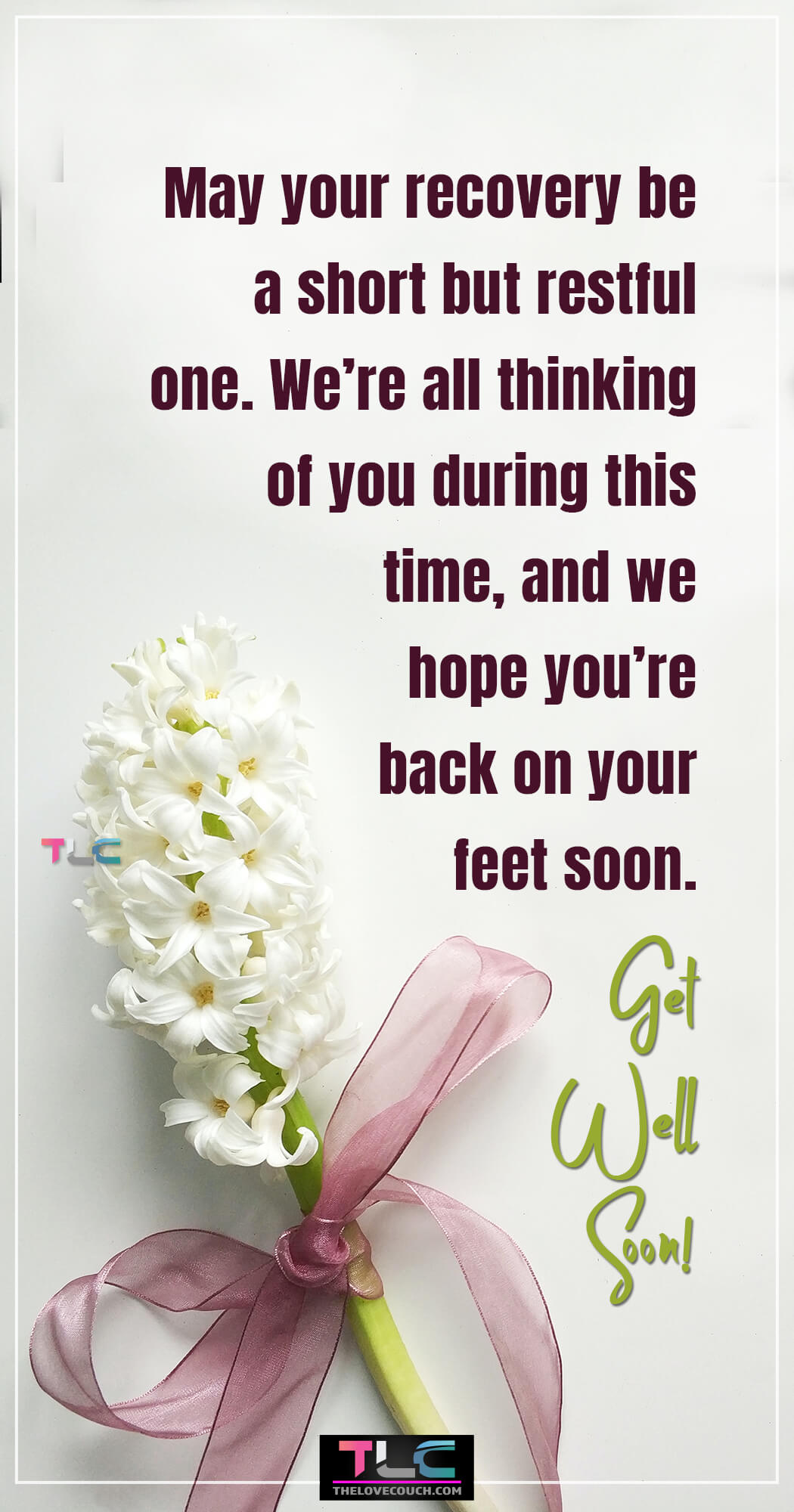 Quick Recovery Messages Find the right get well messages to wish your loved ones, friends, and colleagues good health and a quick recovery. Get inspired with these get well soon messages and quotes to help put a little smile on their face for a speedy recovery!