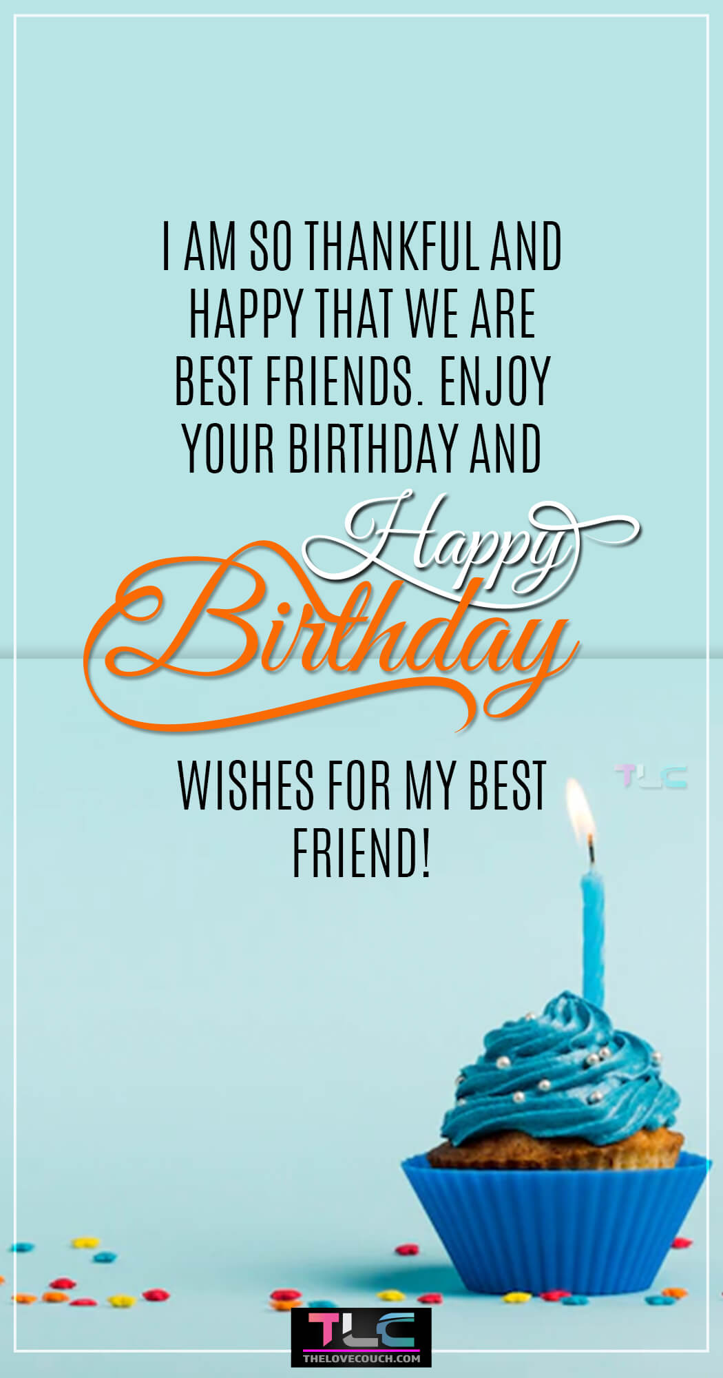 I am so thankful and happy that we are best friends. Enjoy your birthday and happy birthday wishes for my best friend!