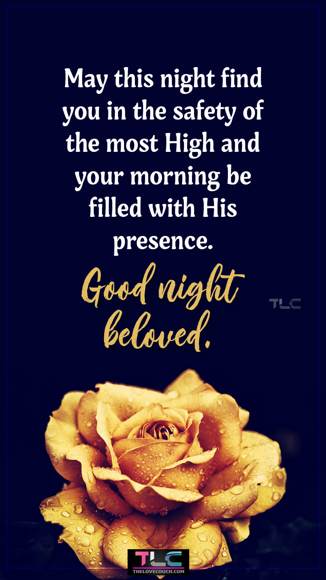 May this night find you in the safety of the most High and your morning be filled with His presence. Good night beloved. Sweetest Goodnight Prayer Messages for My Love