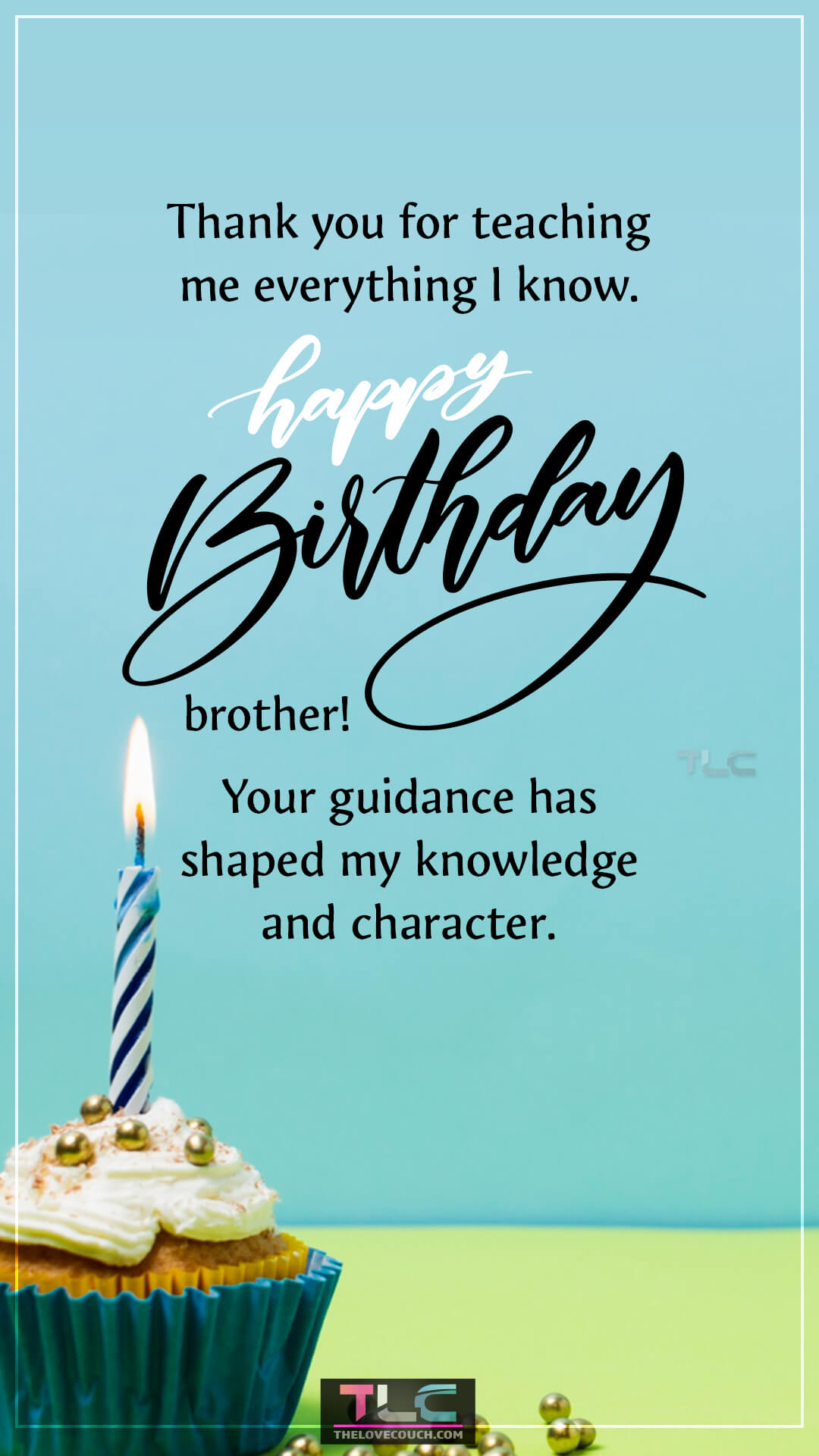Thank you for teaching me everything I know. Happy birthday, brother! Your guidance has shaped my knowledge and character. Simple Happy Birthday Brother Wishes